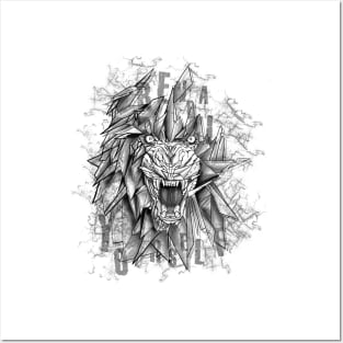 Lion Fighter Animal Reveal Gamer Fighter Art Mirror Wild Wilderness Gift Posters and Art